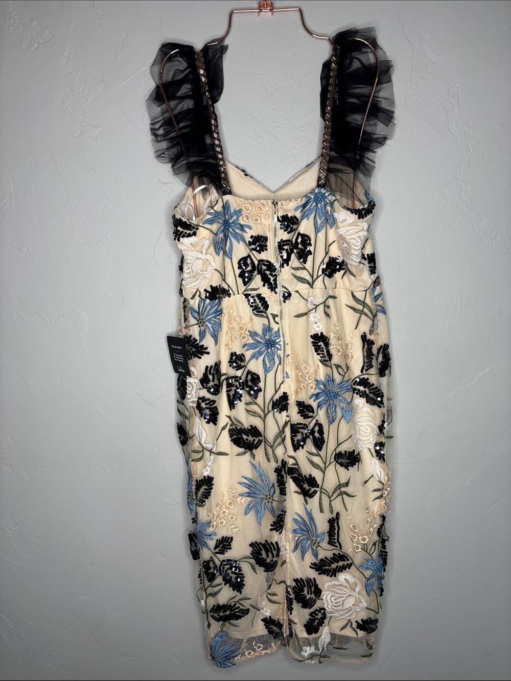 Lulus NWT Embroidered Floral Cocktail Dress in Cream and Black - Picture 4 of 8